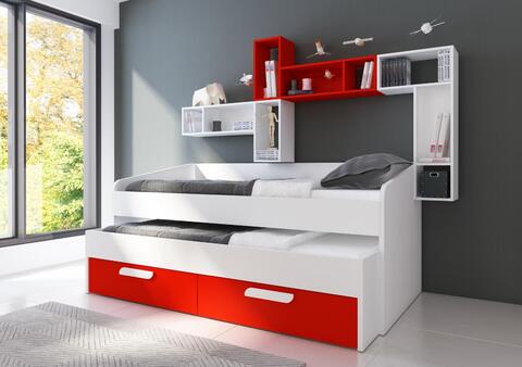 Detská posteľ s prístelkou B - červená