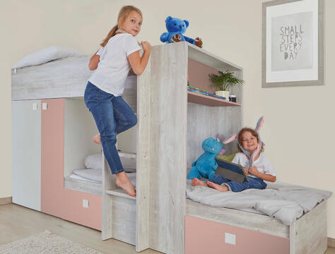 Poschodová posteľ pre dve deti BO1 - ružová
