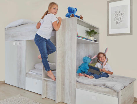 Poschodová posteľ pre dve deti BO1 90x200 - biela