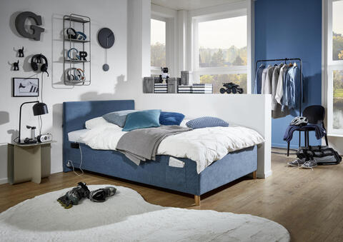 Čalúnená detská posteľ 120 - Coll modrá
