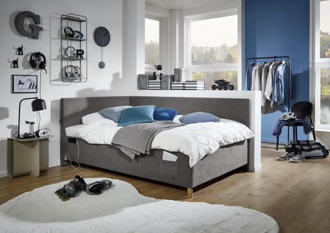 Čalúnená posteľ s rámom 140 - Coll antracit
