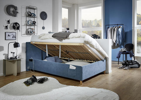 Čalúnená posteľ s priestorom 140 - Coll modrá