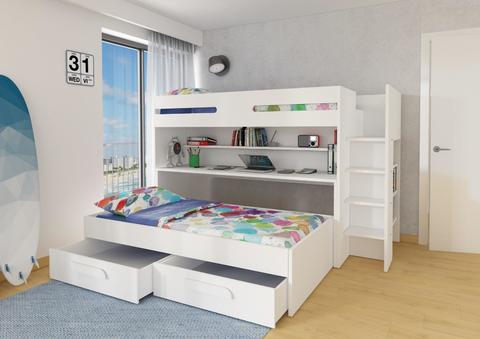 Poschodová posteľ pre dve deti Bo10 - biela