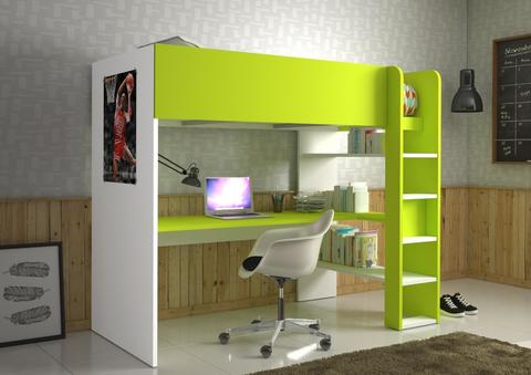 Poschodová posteľ s písacím stolom green - limitovaná edícia