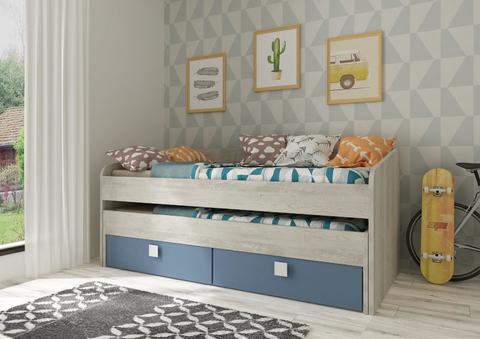 Detská posteľ s prístelkou a šuplíky Bo12 - smoky blue