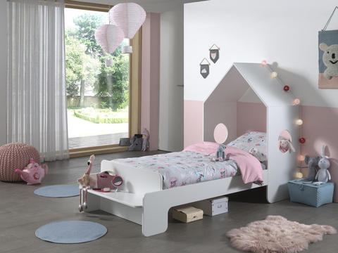 Detská posteľ v tvare domčeka biela Casami