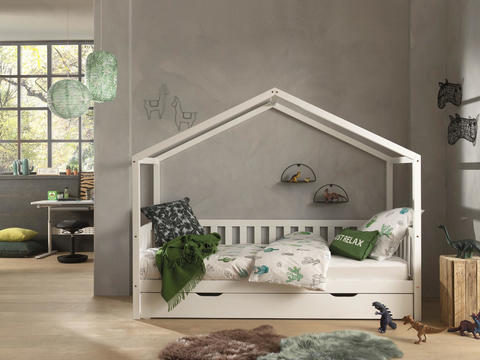 Detská posteľ v tvare domčeka s zásuvkou Dallas white