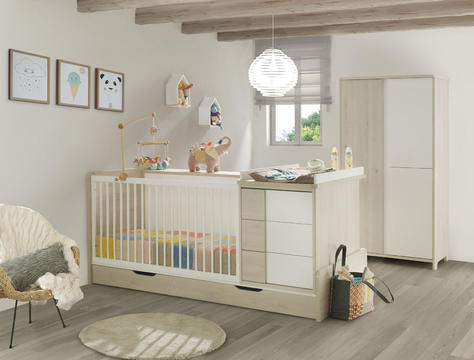 Postieľka pre bábätko s zásuvkou, detská izba pre predškoláka Sacha pine