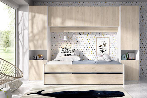 Dizajnová detská izba, detské postele s nadstavcom pre dve deti Kwai
