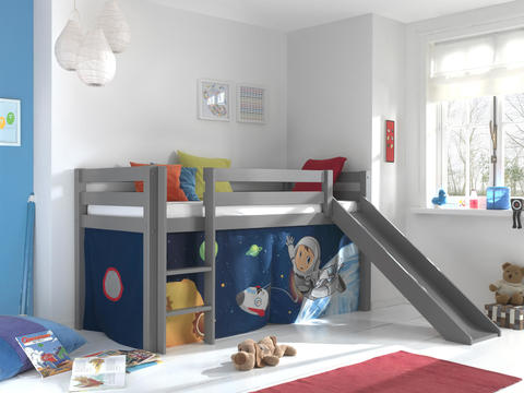 Detská posteľ z masívu s kĺzačkou Space - Pino grey