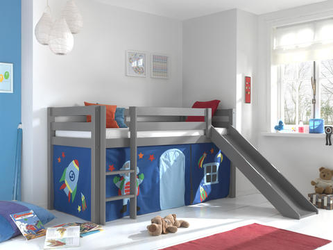 Detská posteľ z masívu s kĺzačkou Astro - Pino grey I