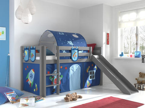 Detská posteľ z masívu s kĺzačkou Astro - Pino grey III