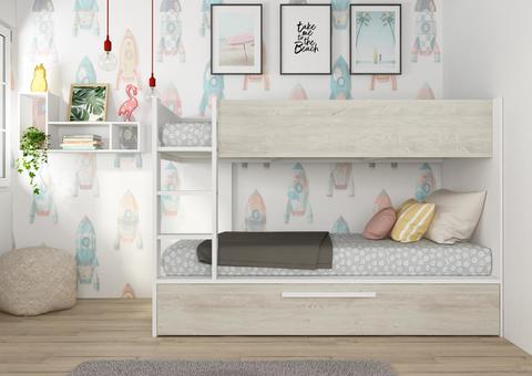Detská poschodová posteľ s prístelkou Cascina - white
