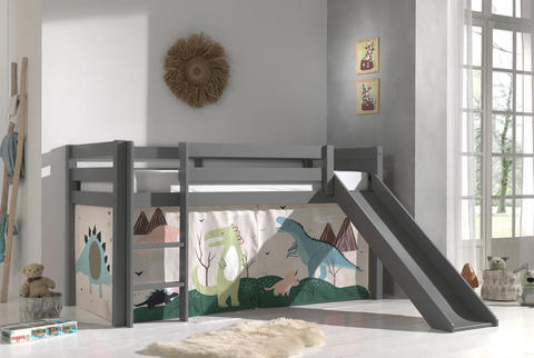 Detská posteľ z masívu s kĺzačkou Dino - Pino grey