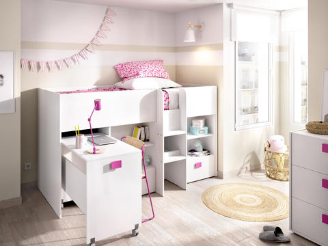 Multifunkčná detská posteľ Chic, white-pink