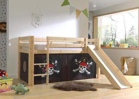 Detská posteľ z masívu s kĺzačkou Pirate - Pino natural