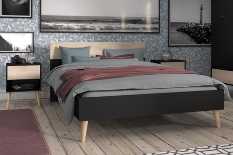 Manželská posteľ v škandinávskom dizajne Aalborg, black