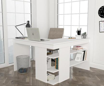 Rohový písací stôl Stylo white