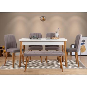 Jedálenská zostava, stôl, stoličky, lavica Costa white, grey