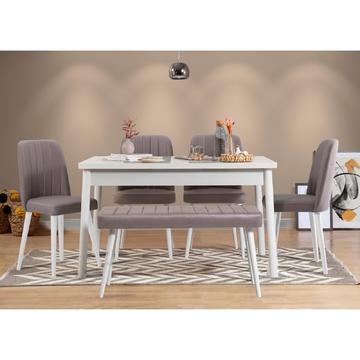 Jedálenská zostava, stôl, stoličky, lavica Costa white, grey II