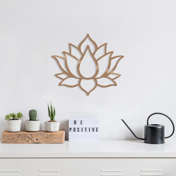 Dekorácia na stenu kovová Lotus Flower gold