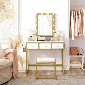 Toaletný stolík s taburetom Gold Concepte