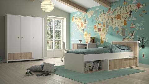 Detská izba s posteľou s priestorom Charlie oak