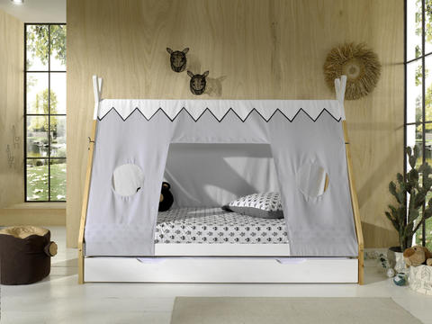 Detská posteľ s šuplíkom bielym a látkou Vigi