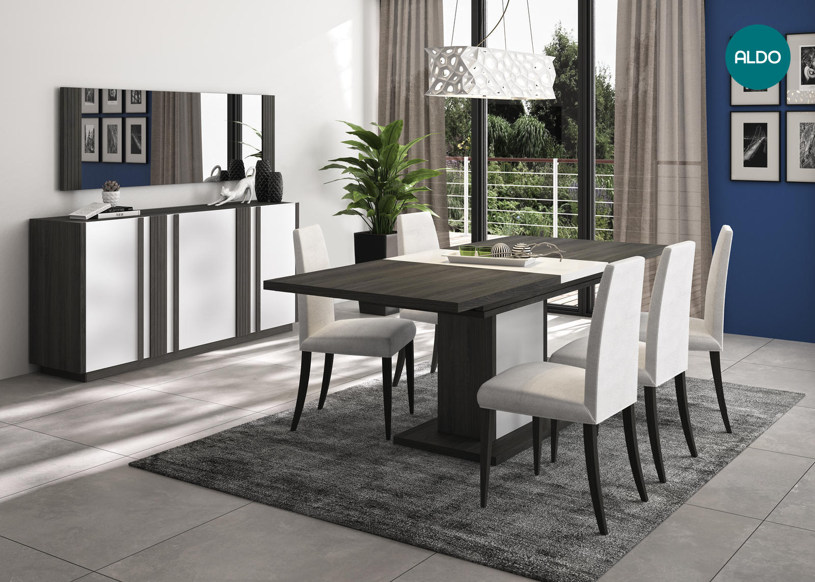 Nábytok do jedálne v minimalistickom dizajne, kolekcie Aston black