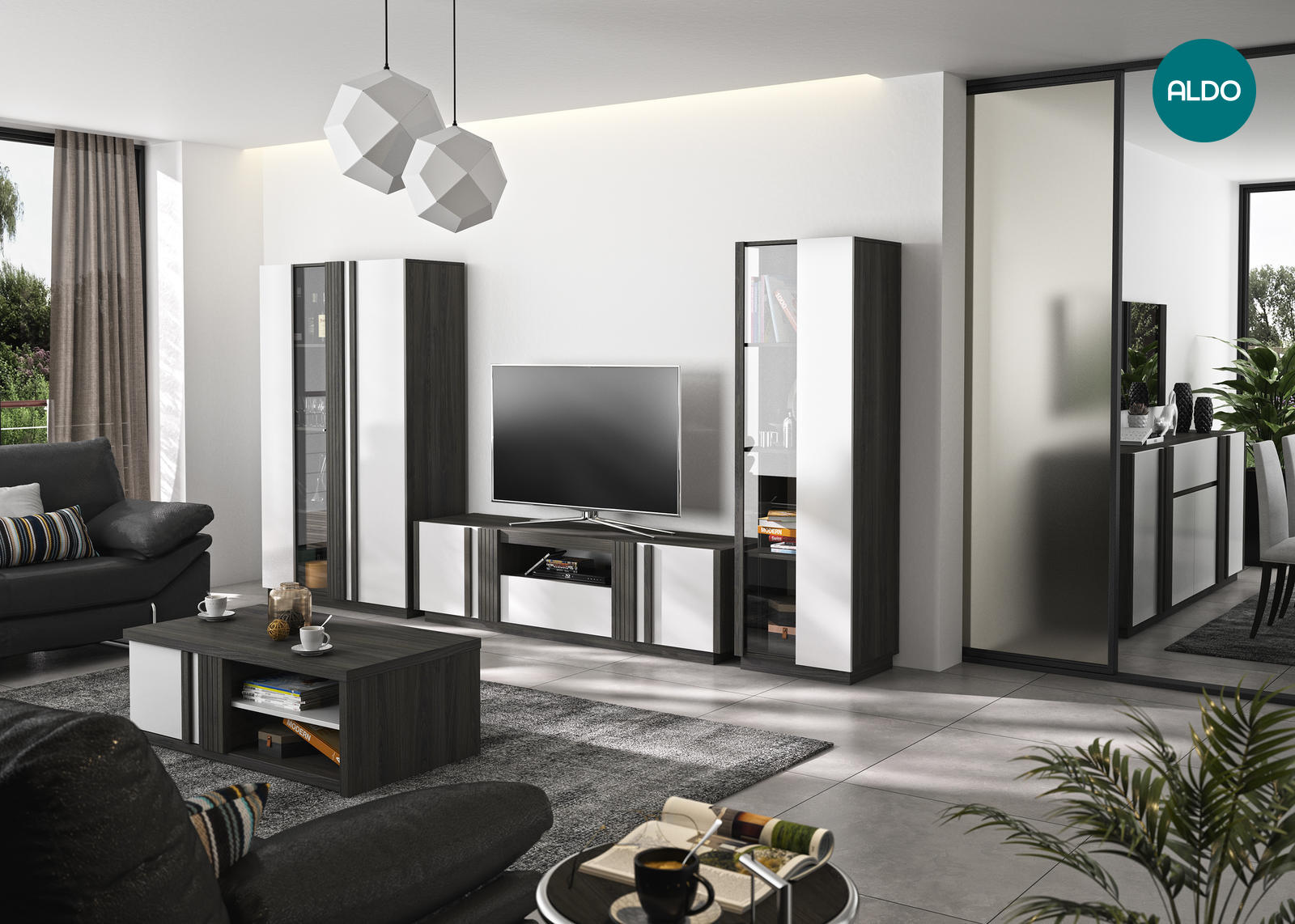 Nábytok do obývacej izby v minimalistickom dizajne, kolekcia Aston black