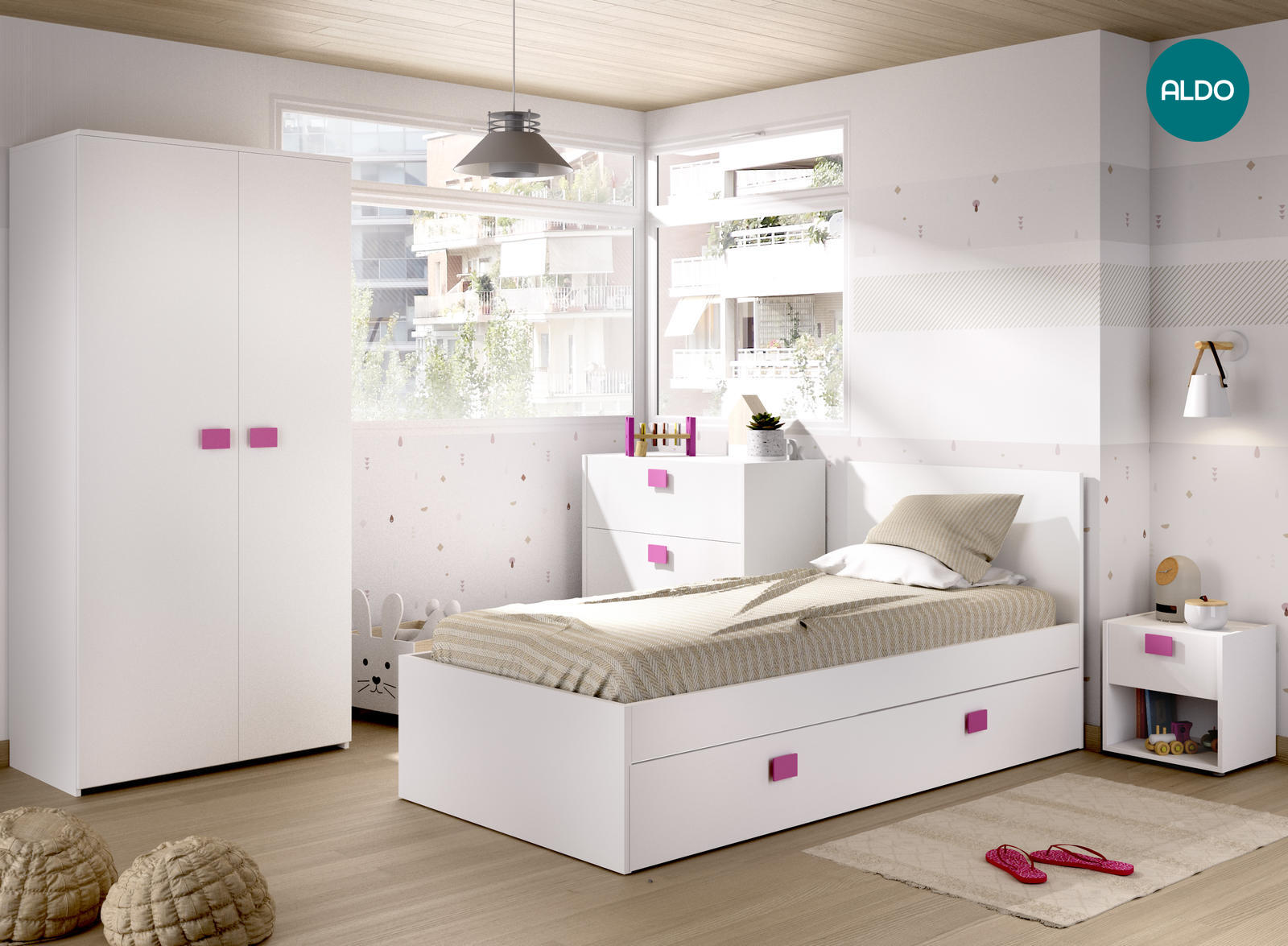Detský nábytok do izby dievčaťa, kolekcia Chic white-pink