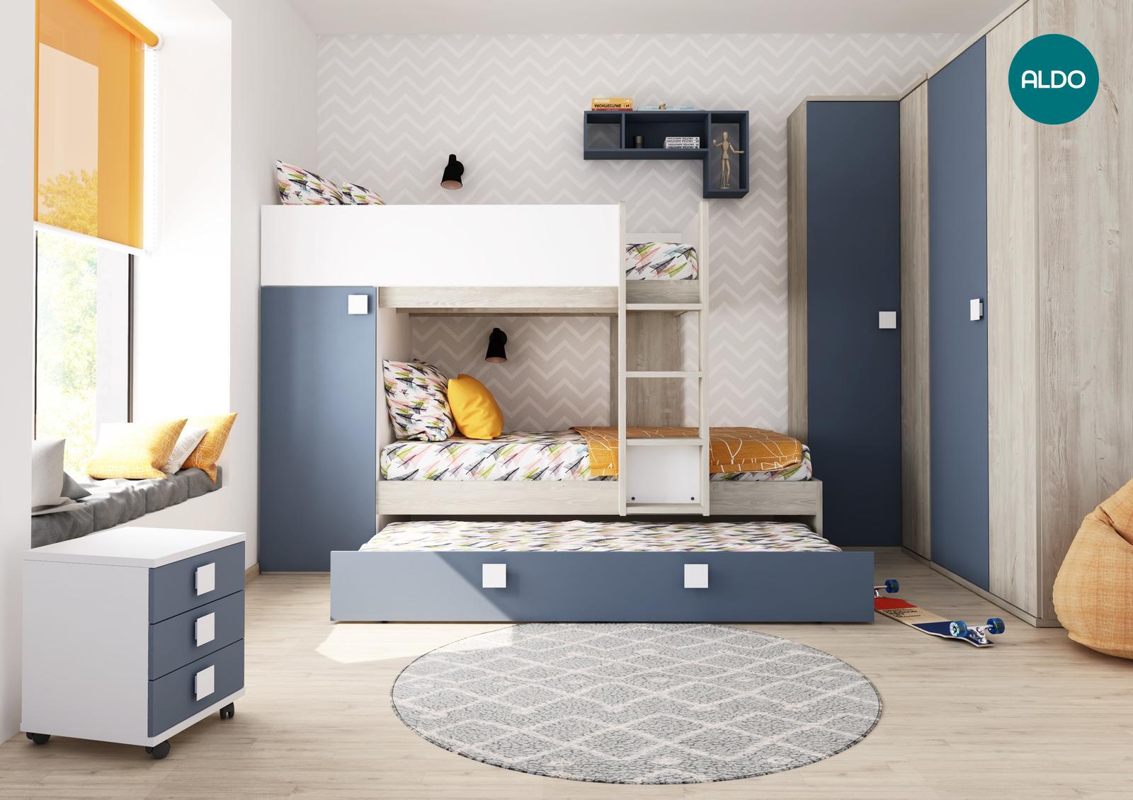 Detská izba pre tri deti - kolekcia Bo7 cascina, smoky blue