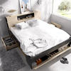 Manželská posteľ s radom úložných priestorov, nadstavcom Lanka graphite
