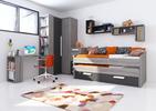 Detská izba, posteľ s prístelkou B, dub-graphit