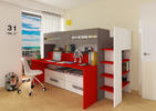 Poschodová posteľ s písacím stolom BO10 red - limitovaná edícia