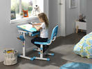 Rastúci písací stôl so stoličkou, osvetlením Comfort - modrý