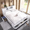 Manželská posteľ s radom úložných priestorov, nadstavcom Lanka white