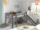 Detská posteľ z masívu s kĺzačkou Birdy - Pino grey I