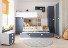 Poschodová posteľ pre tri deti Bo7 - smoky blue