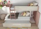 Poschodová posteľ pre troch s šatníkovou skriňou Multi antique pink