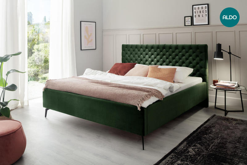 Čalúnená posteľ s priestorom 180 Lemon green
