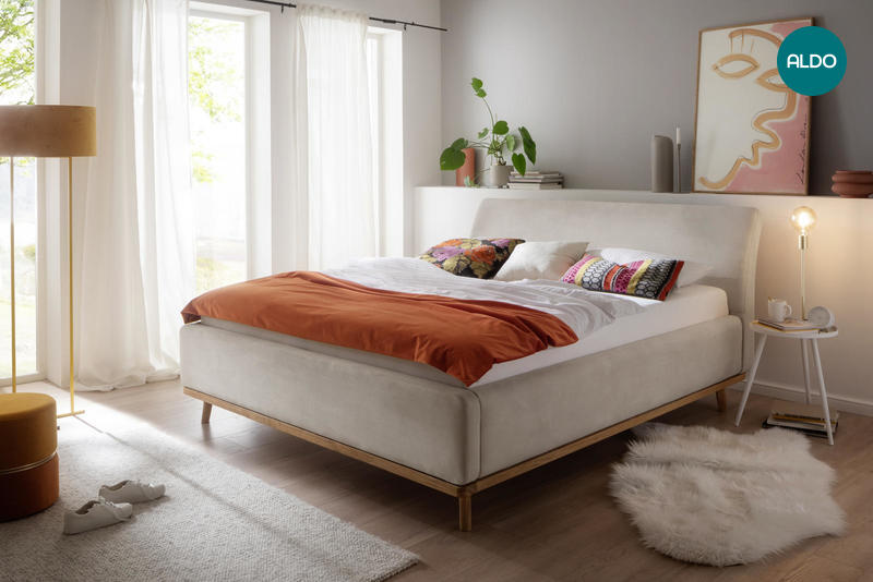 Čalúnená posteľ s priestorom 180 Milano beige