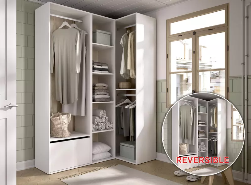 Otvorená šatníková skriňa biela Suit basic simple