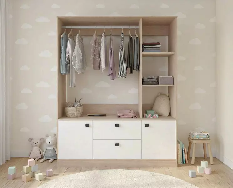 Detská šatníková skriňa otvorená dub Sophia large