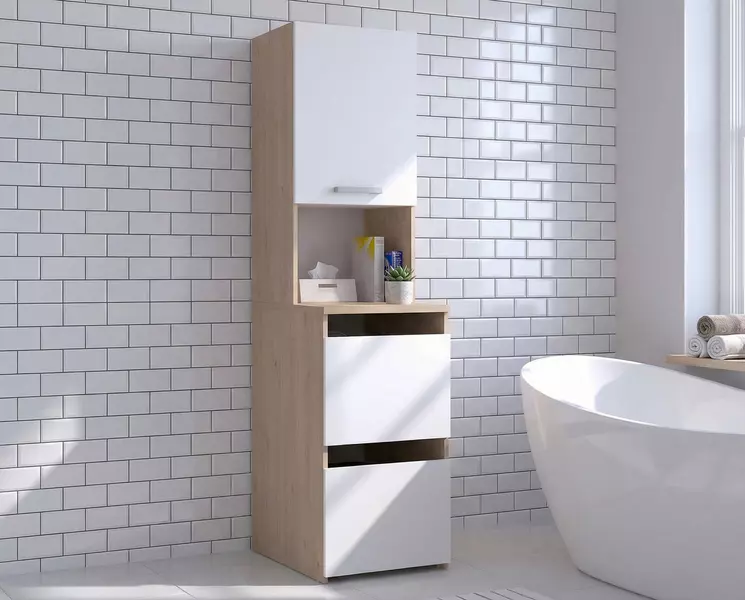 Nábytok do kúpeľne Laundry set oak, white