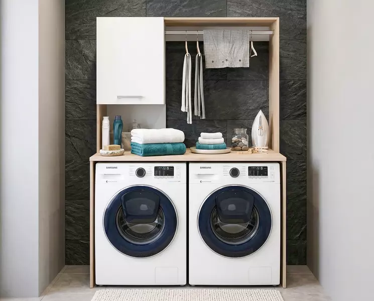 Nábytok do kúpeľne Laundry set oak, white