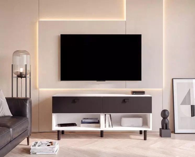 Televízny stolík na stenu čierna, dub Sophia large