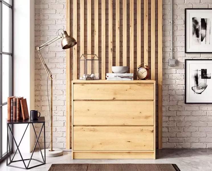 Nočný stolík so zásuvkami dub artisan Basic