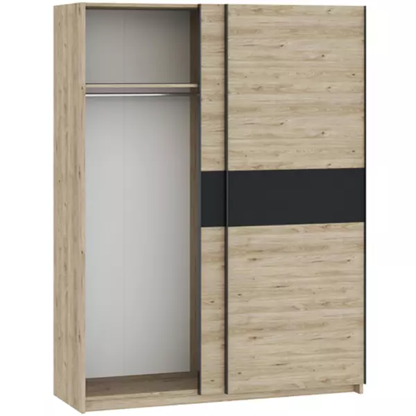 Šatníková skriňa s posuvnými dverami 150 cm antracit / dub Barcelo II