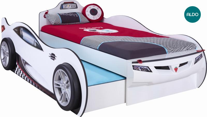 Detská posteľ s prístelkou auto Champion 90-190 - white